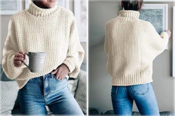 7. Saodimallsu Turtleneck Oversized Sweaters – Batwing Long Sleeve Pullover Loose Chunky Knit Jumper for Women