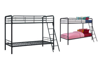 7. DHP Twin Over Twin, Metal Bunk Bed – Black