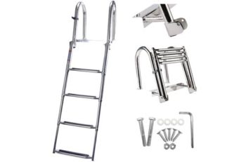 8. Amarine 4-Step Folding Pontoon Boat Ladder with Wide Steps