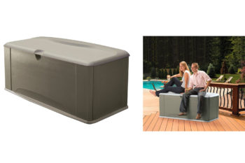 8. Rubbermaid Deck Box with Seat, Extra Large, 120 Gal, 16 cu. ft, Olive Steel (2047052)