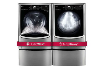 8. LG POWER PAIR-Mega Capacity TurboWash Series 29″ Front Load Laundry System with Steam TechnologyPLUS Matching Storage Pedestals