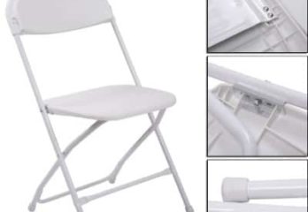 #9. LAZYMOON  White Plastic Folding Chairs