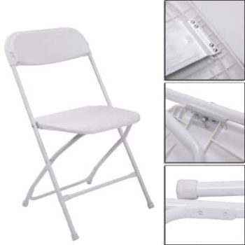 #9. LAZYMOON  White Plastic Folding Chairs