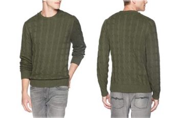9. Amazon Brand Goodthreads Soft Cotton Cable Stitch Crewneck Sweater for Men