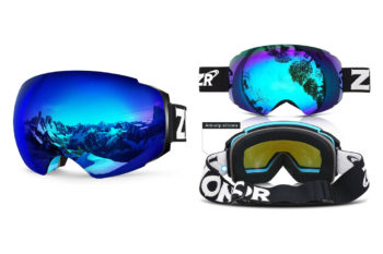 7. Zionor X4 Ski Snowboard Snow Goggles Magnet Dual Layers Lens Spherical Design Anti-fog UV Protection Anti-slip Strap