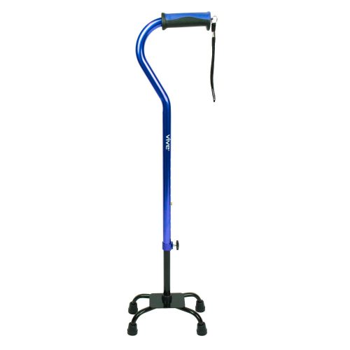 Adjustable Quad Cane by Vive - Lightweight Walking Stick for Men & Women - Walking Staff Can Be Used By Right- or Left-Handed Individuals - Fashionable & Sturdy (Blue) - Quad Canes