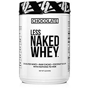 Less Naked Whey Chocolate Protein 1LB - All Natural Grass Fed Whey Protein Powder, Organic Chocolate, and Coconut Sugar - GMO, Soy, and Gluten Free Aid Muscle Growth and Recovery 12 Servings - Organic Protein Powders