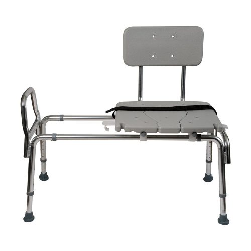 Duro-Med Heavy-Duty Sliding Transfer Bench Shower Chair with Cut-out Seat and Adjustable Legs, Gray - Best Shower Transfer Benches