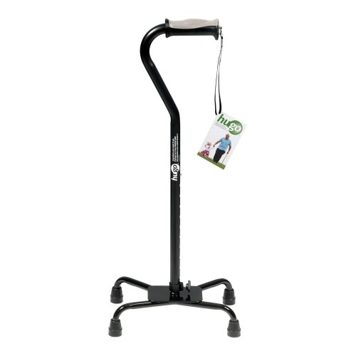 Hugo Mobility Adjustable Quad Cane for Right or Left Hand Use, Ebony, Large Base - Quad Canes