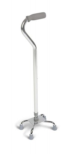 Medline Aluminum Quad Cane, Small Base, Chrome - Quad Canes