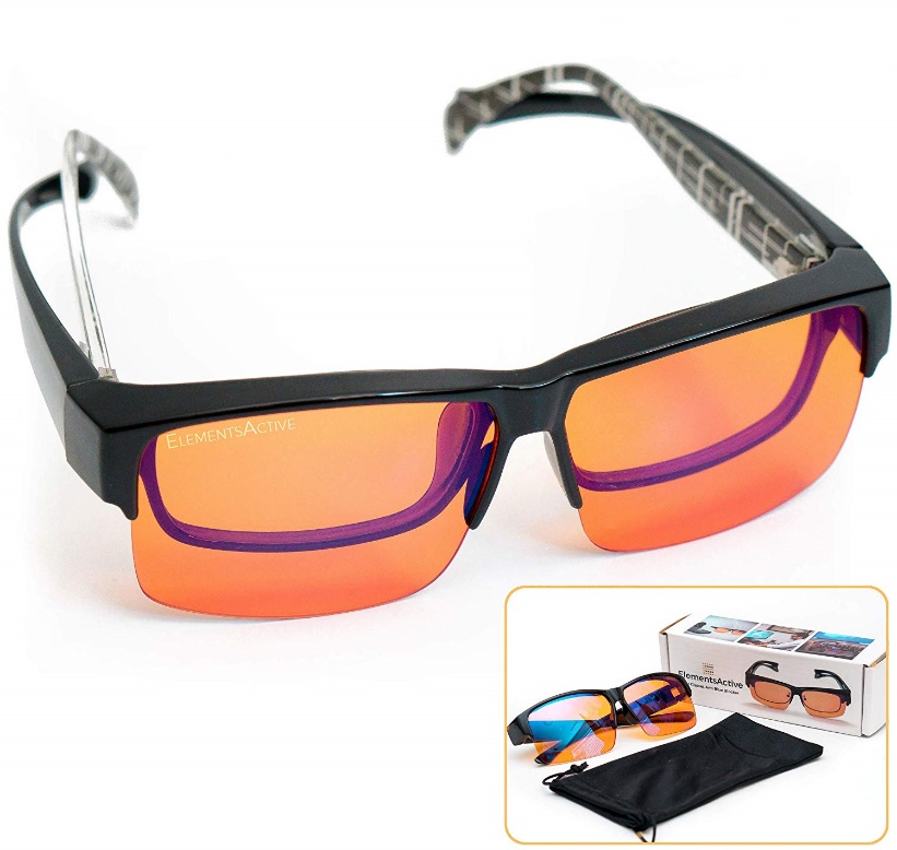 Fitover Anti-Blue Blocking Computer Glasses | Fits Over Prescription Eyeglasses | Amber Orange to Block Blue Light | Better Night Sleep & Reduce Eyestrain Migraine Headaches Insomnia (95blublock)