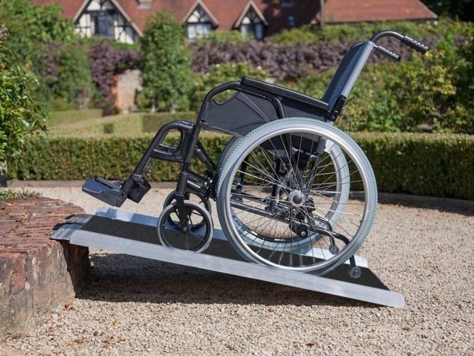Clevr 3' (36" X 31") Non-Skid Aluminum Wheelchair Loading Traction Ramp, Lightweight Folding Portable, Single Fold Wheelchair Scooter Ramp, Extra wide 31", Holds up to 600 lbs