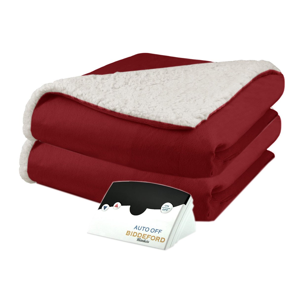 Biddeford 6001-9051136-300 Micro Mink and Sherpa Electric Heated Blanket Full Brick - Heated Blankets
