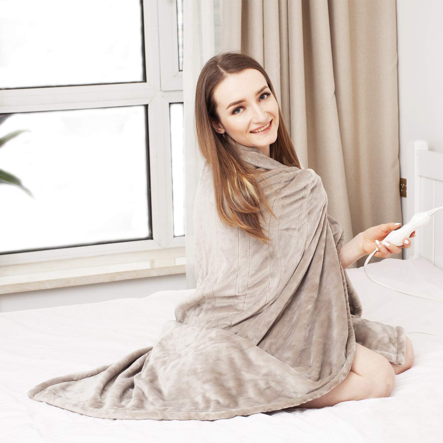 Tefici Washable Snuggle Heated Throw Blanket with Fast Heating Technology - Heated Blankets