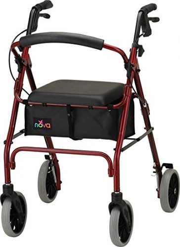 NOVA 24" Zoom Rollator Walker, Red - Rollator Walkers with Seat